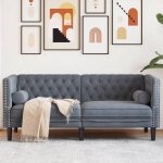 Vidaxl canapé chesterfield avec traversins 2 places gris foncé velours canapé canapé rembourré canapé ... Vidaxl canapé chesterfield avec traversins 2 places gris foncé velours canapé canapé rembourré canapé ...