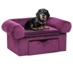 Vidaxl canap pour chien avec tiroir bordeaux 75x50x38 cm peluche sofa animaux 171081