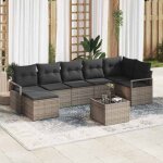 Vidaxl canap� dext�rieur modulaire 7 pi�ces avec coussins wicker tress� en poly rotin gris parfait pour ...
