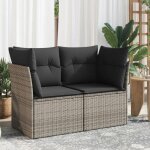 Vidaxl canap� de jardin 2 places avec coussins si�ge avec housse meuble de terrasse patio balcon cour ...