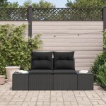 Vidaxl canap� de jardin 2 places avec rangement et coussins noir en rotin synth�tique 42006811