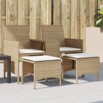 Vidaxl canap� de jardin 2 places avec table et tabourets beige rotin canap� dext�rieur salon de jardin ...