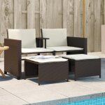 Vidaxl canap� de jardin 2 places avec table et tabourets fauteuils avec coussins mobilier dext�rieur ...