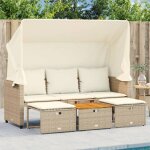 Vidaxl canapé de jardin 3 places avec auvent et tabourets beige rotin, canapé d'extérieur, chaise longue ... Vidaxl canapé de jardin 3 places avec auvent et tabourets beige rotin, canapé d'extérieur, chaise longue ...