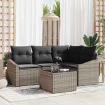 Vidaxl canap� de jardin 4 pi�ces avec coussins en rotin gris mobilier moderne pour se d�tendre dehors ...