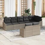 Vidaxl canap� de jardin 8 pi�ces avec coussins gris clair en rotin synth�tique id�al pour le patio et ...