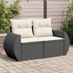 Vidaxl canap� de jardin avec coussins 2 places si�ge avec dossier meuble de patio arri�re - cour terrasse ...