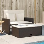 Vidaxl canap� de jardin avec coussins 2 places si�ge avec repose - pieds canap� - lit avec dossier meuble ...