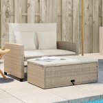 Vidaxl canap� de jardin avec coussins 2 places si�ge avec repose - pieds canap� - lit avec dossier meuble ...
