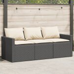 Vidaxl canap� de jardin avec coussins 3 places noir r�sine tress�e canap� dext�rieur canap� de jardin ...