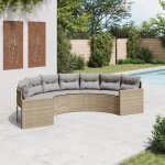 Vidaxl canap� de jardin avec coussins demi - rond beige r�sine tress�e canap� d?ext�rieur canap� de forme ...