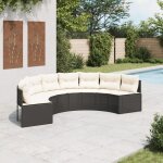 Vidaxl canap� de jardin avec coussins demi - rond noir r�sine tress�e canap� d?ext�rieur canap� de forme ...
