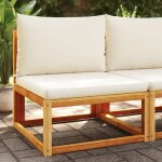 Vidaxl canap� de jardin sans accoudoirs avec coussins en bois dacacia et rotin 4008177