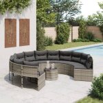 Vidaxl canap de jardin avec table coussins rond gris rsine tresse canap d?extrieur canap de forme ...