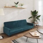 Vidaxl canap - lit  2 places bleu velours 375736
