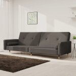 Vidaxl canap - lit  2 places avec deux oreillers gris fonc velours 375750