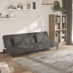 Vidaxl canap� - lit � 2 places avec deux oreillers gris fonc� velours 375808