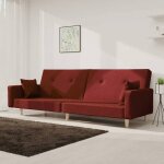 Vidaxl canap� - lit � 2 places avec deux oreillers rouge bordeaux tissu 375746