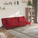 Vidaxl canap - lit  2 places et deux oreillers rouge bordeaux velours 375811