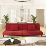 Vidaxl canap - lit  2 places et deux oreillers rouge bordeaux velours 375914