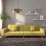 Vidaxl canapé - lit à 2 places avec deux oreillers vert tissu 375905 Vidaxl canapé - lit à 2 places avec deux oreillers vert tissu 375905