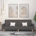 Vidaxl canap - lit  2 places gris fonc tissu 375759