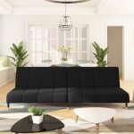 Vidaxl canap - lit 2 places noir velours 375880