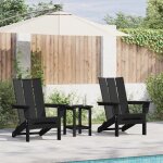 Vidaxl chaises adirondack pliables ensemble de 2 noires hdpe si�ges ext�rieurs confortables r�sistants ...