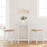 Vidaxl chaises de bar avec coussins 2 pcs blanc bois massif dhva chaise tabouret de bar de cuisine ...