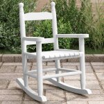 Vidaxl chaise  bascule enfants blanc bois de peuplier massif 4008881