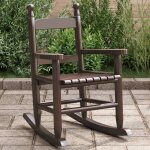 Vidaxl chaise  bascule enfants marron bois de peuplier massif fauteuil  bascule chaise  bascule dextrieur ...