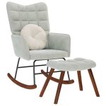 Vidaxl chaise  bascule avec repose - pied gris clair velours fauteuil  bascule chaise longue sige ...