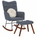 Vidaxl chaise  bascule avec repose - pied gris fonc velours fauteuil  bascule chaise longue sige ...