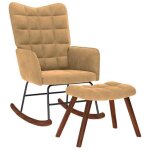 Vidaxl chaise  bascule avec repose - pied marron velours fauteuil  bascule chaise longue sige de salon ...