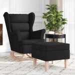 Vidaxl chaise � bascule avec repose - pied noir tissu chaise chaise de salon chaise de relaxation chaise ...