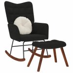 Vidaxl chaise  bascule avec repose - pied noir velours fauteuil  bascule chaise longue sige de salon ...