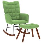 Vidaxl chaise  bascule avec repose - pied vert clair velours fauteuil  bascule chaise longue sige ...