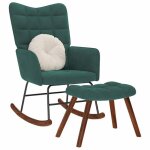 Vidaxl chaise  bascule avec repose - pied vert fonc velours fauteuil  bascule chaise longue sige ...