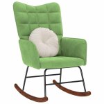 Vidaxl chaise  bascule vert clair velours chaise chaise de salon chaise de relaxation chaise longue ...