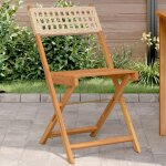 Vidaxl chaises de bistrot lot de 2 beige bois massif dacacia et rotin chaise de bistro dext�rieur chaise ...