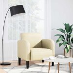 Vidaxl chaise de canap� avec accoudoirs cr�me 54 cm similicuir canap� simple canap� confort fauteuil ...