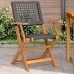 Vidaxl chaises de jardin lot de 2 noir bois massif dacacia et rotin sige de jardin sige dextrieur ...