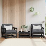Vidaxl chaises de jardin 2 pcs noir bois massif de pin 825391