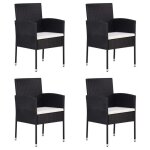 Vidaxl chaises de jardin coussins blanc crme 4pcs noir rsine tresse sige de jardin chaise de balcon ...