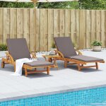 Vidaxl chaises longues lot de 2 avec coussins 200x68x83 cm bois acacia lit de bronzage chaise longue ...