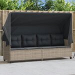Vidaxl chaise longue avec auvent et coussins sige de patio bain de soleil transat de jardin terrasse ...