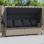 Vidaxl chaise longue avec auvent et coussins sige de patio bain de soleil transat de jardin terrasse ...