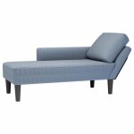 Vidaxl chaise longue avec coussin bleu tissu en velours c�tel� canap� - lit chaise de d�tente chaise ...
