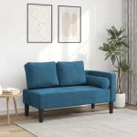 Vidaxl chaise longue avec coussins bleu velours canap rembourr canap pour chambre  coucher canap ...
