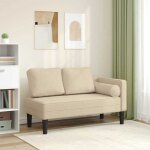 Vidaxl chaise longue avec coussins crme tissu canap rembourr canap pour chambre  coucher canap ...